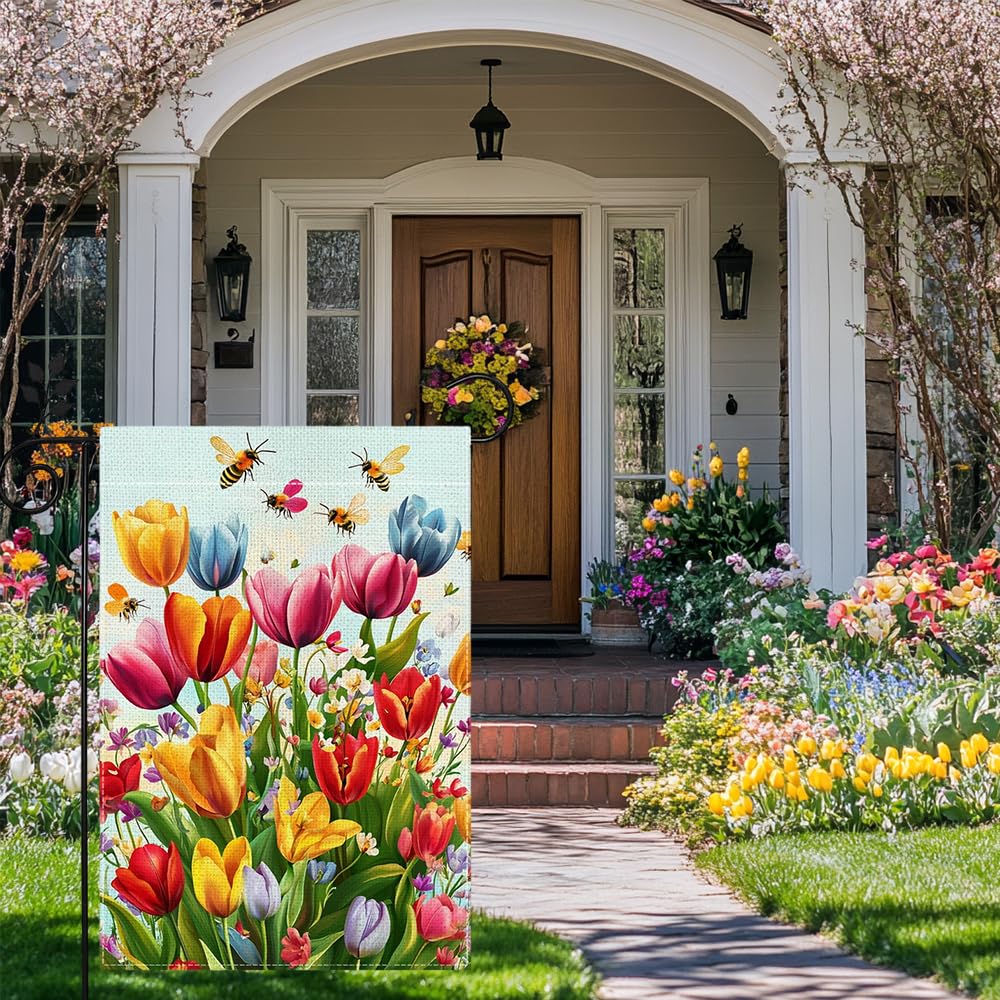 Hsrvivi double-sided garden flag shows vibrant art from both sides for versatile viewing