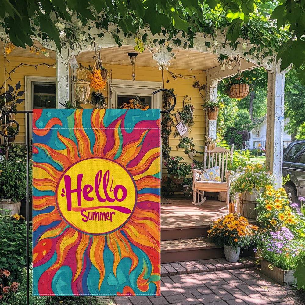Hsrvivi Hello Sunshine flag suitable as a thoughtful home gift