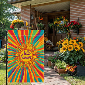Double-sided print on Hsrvivi Hello Sunshine flag in action
