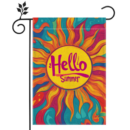 Hsrvivi Hello Sunshine flag 12x18, double-sided for vibrant outdoor viewing.