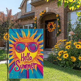Hsrvivi Hello Sunshine flag back view demonstrates double-sided design for near and far visibility