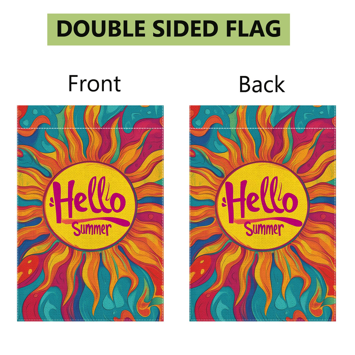 Hsrvivi Hello Sunshine flag remains colorfast through seasons with fade-resistant dye.