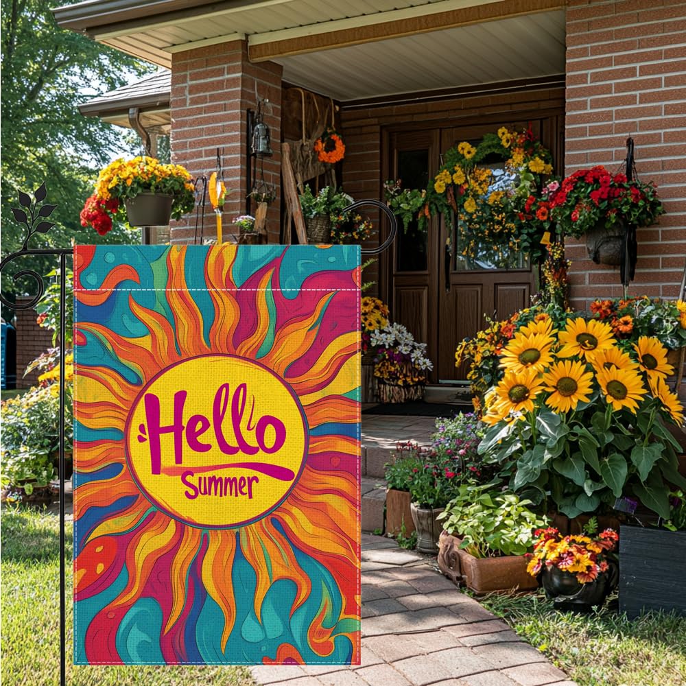 Hsrvivi Hello Sunshine flag brightens porches and balconies with cheerful design.