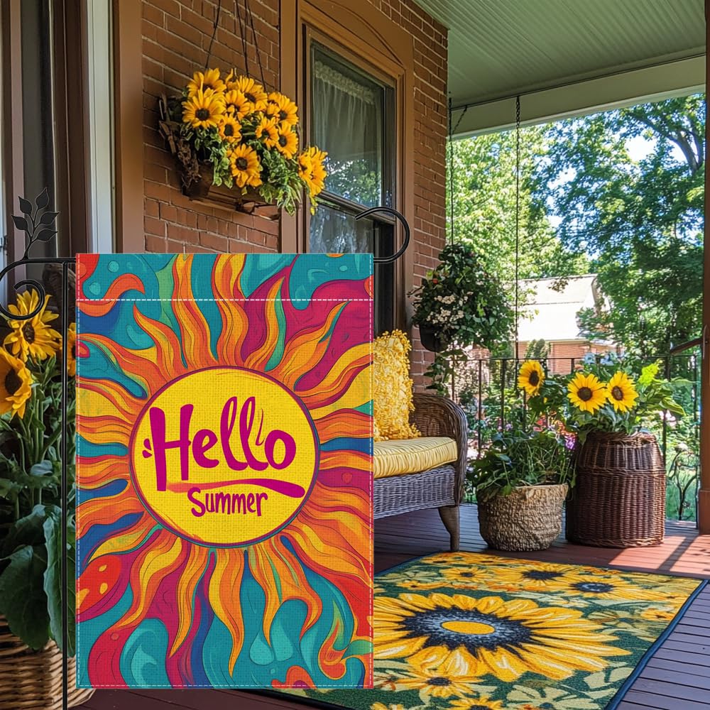 Hsrvivi Hello Sunshine flag features vivid colors on both sides for easy viewing.