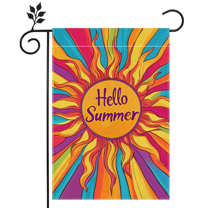 Hsrvivi Hello Sunshine garden flag 12x18 for outdoor display, bright and inviting
