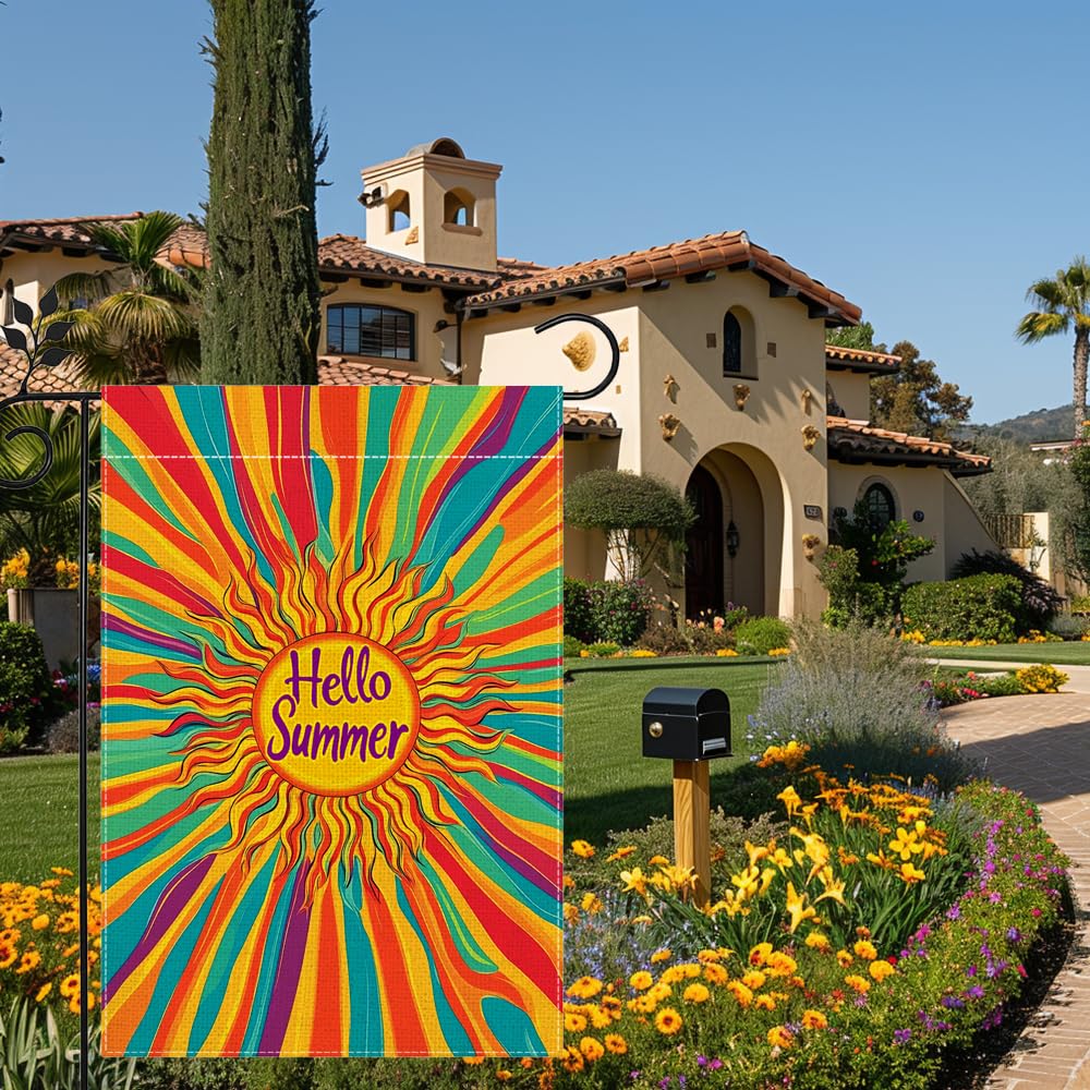 Hsrvivi Hello Sunshine flag on porch or lawn display