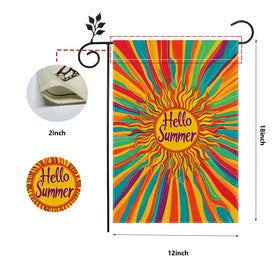 Hsrvivi Hello Sunshine flag displayed in a yard setting