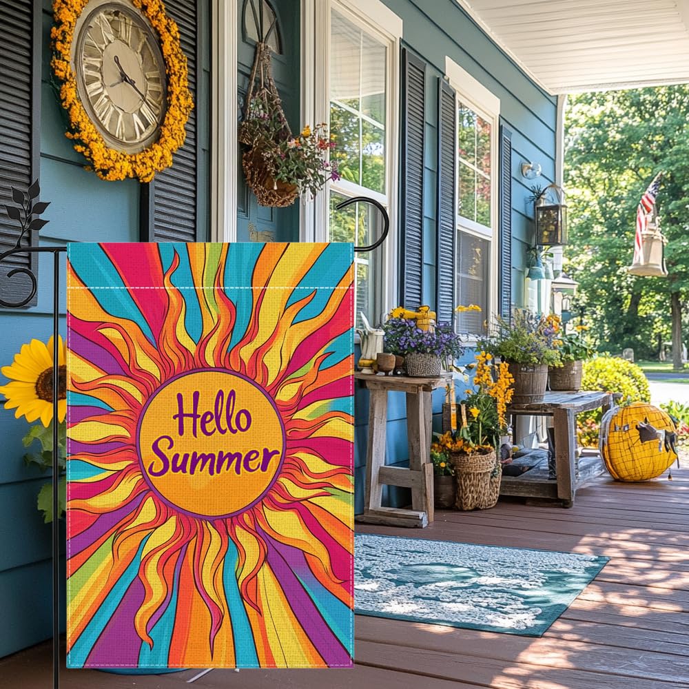 Hsrvivi Hello Sunshine outdoor flag measured 12x18 inches for porch charm
