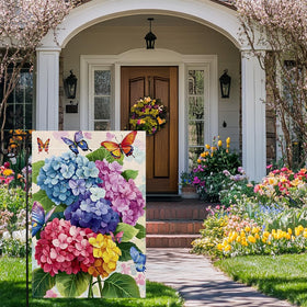 Hsrvivi hydrangea flag double-sided design readable from both sides