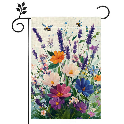 Hsrvivi lavender bee garden flag 12x18 for year-round curb appeal