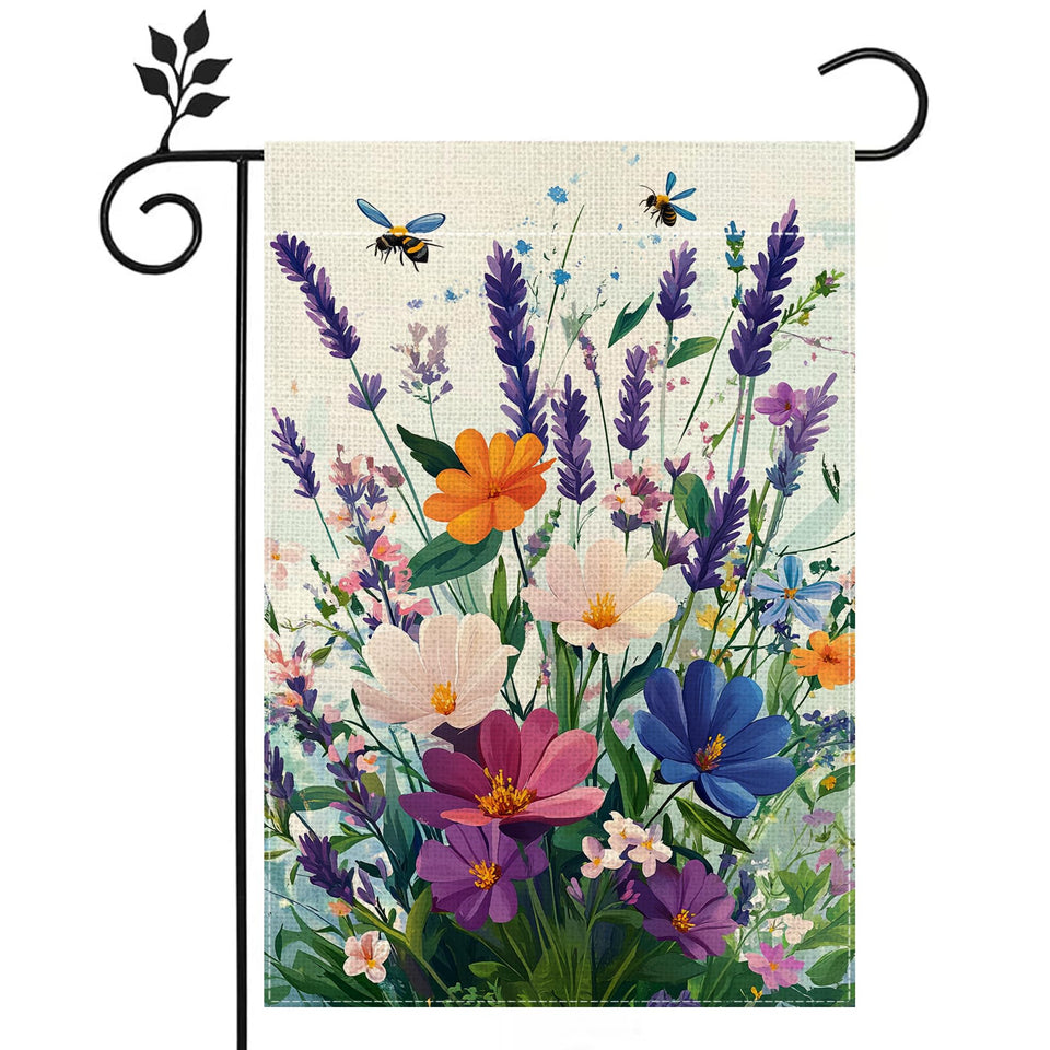 Hsrvivi lavender bee garden flag 12x18 for year-round curb appeal