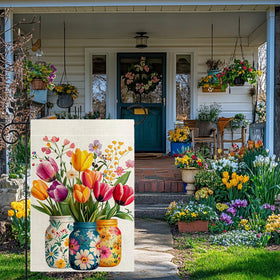 Hsrvivi tulip mason jar flag double-sided view shows colors from both directions.