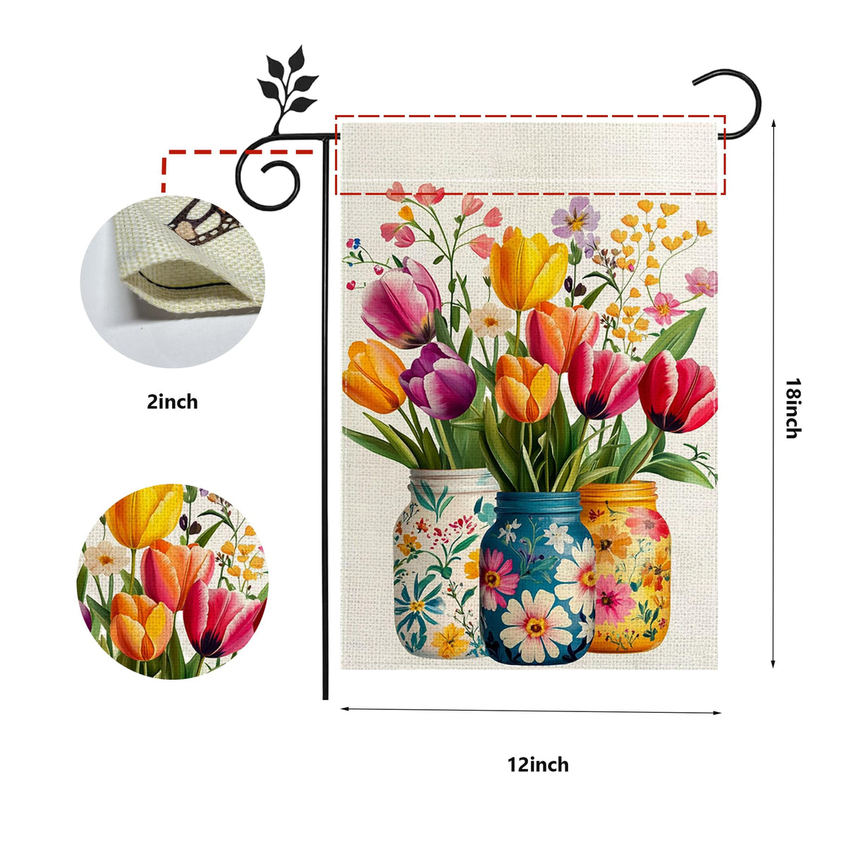 Hsrvivi tulip mason jar flag easy flagpole hanging for simple setup.