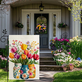 Hsrvivi tulip mason jar flag gift-ready accent for garden lovers.