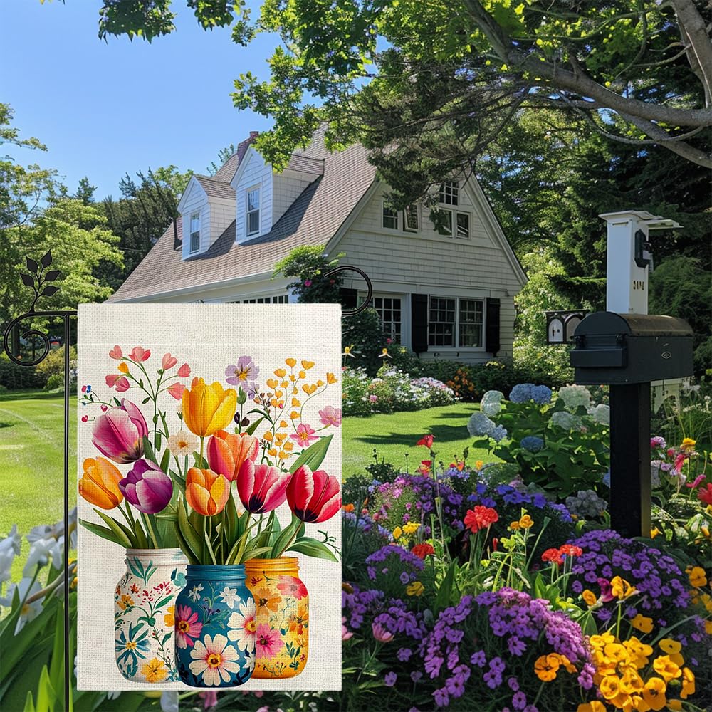 Hsrvivi tulip mason jar flag patio-porch decor creates welcoming exterior styling.