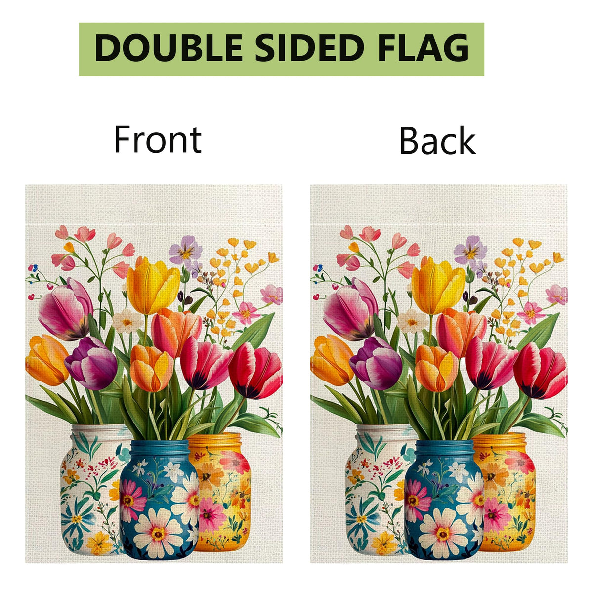 Hsrvivi tulip mason jar flag yard décor adds color to garden spaces.