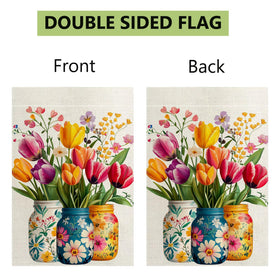 Hsrvivi tulip mason jar flag yard décor adds color to garden spaces.