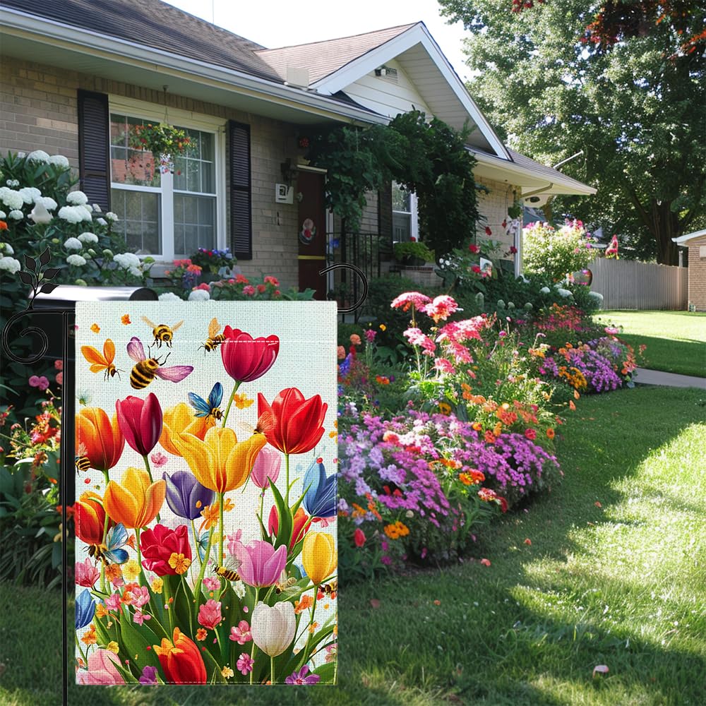 Hsrvivi vibrant tulip welcome flag boosts curb appeal for any outdoor space.