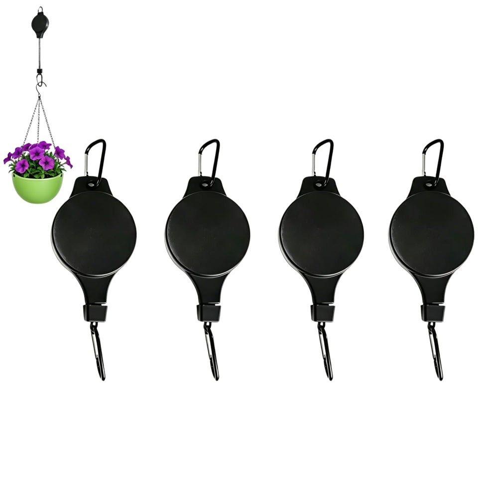 HstBnw retractable plant hanger front view with easy height adjustment for plants.