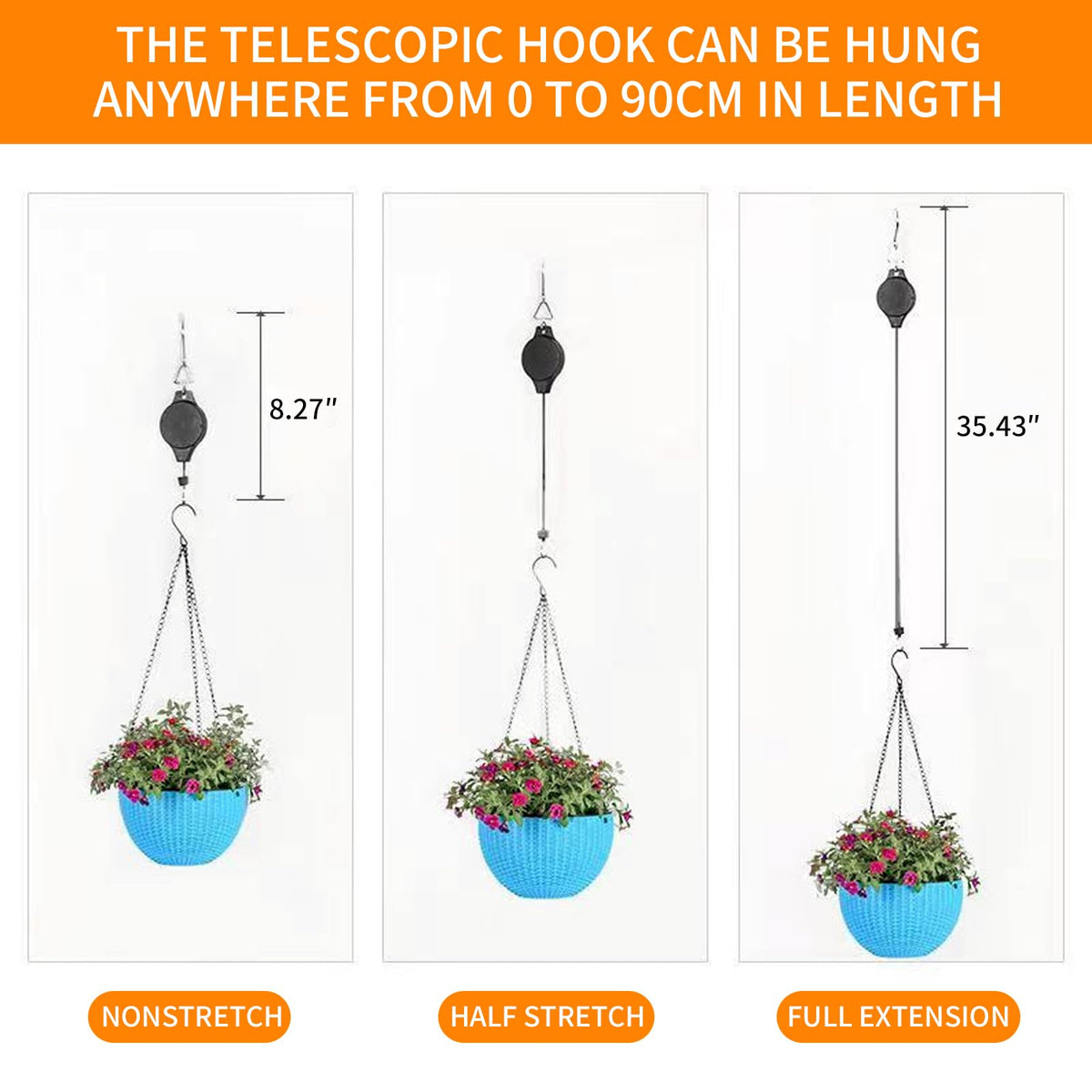 HstBnw retractable plant hanger lift action demonstrates smooth lowering for watering.