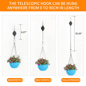 HstBnw retractable plant hanger lift action demonstrates smooth lowering for watering.