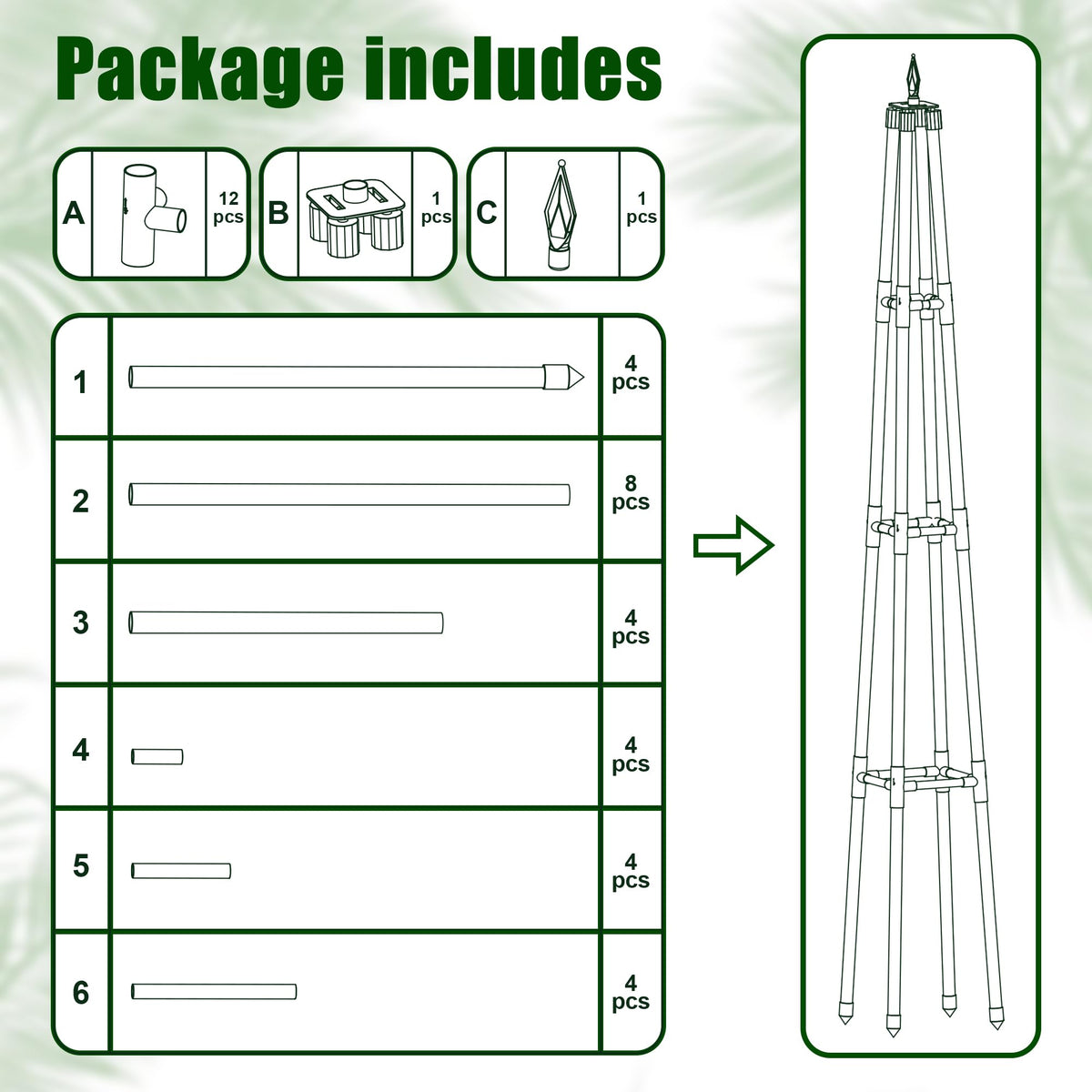 Hsundries obelisk trellis supports tomatoes and cucumbers on a sunny balcony.
