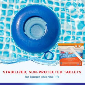 Tablet dissolving in water delivering steady sanitization for up to a week