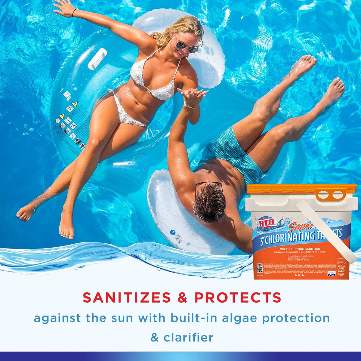 HTH tablets in pool skimmer for simple, DIY water treatment