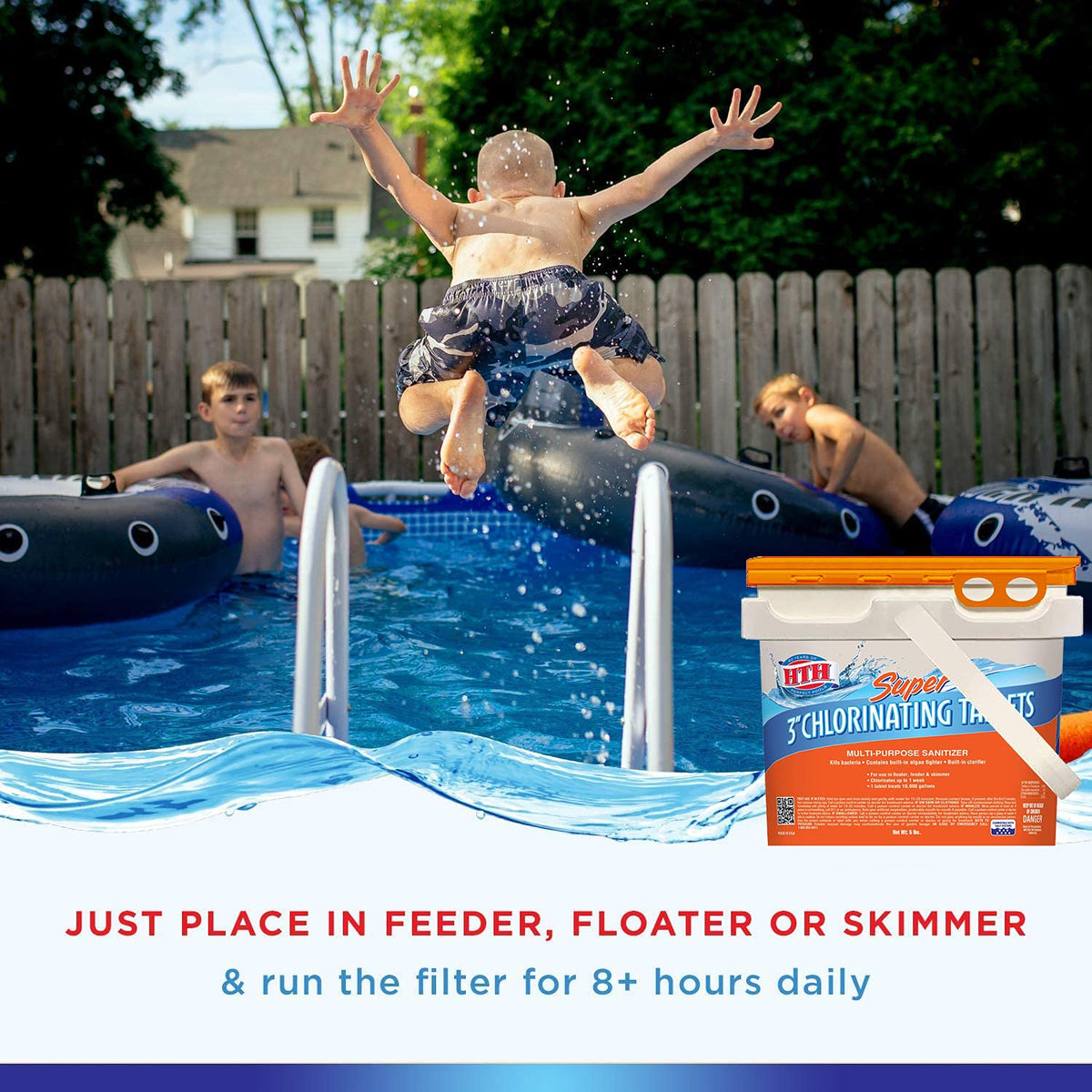 Clear water appearance with clarifier and sun-stable chlorine