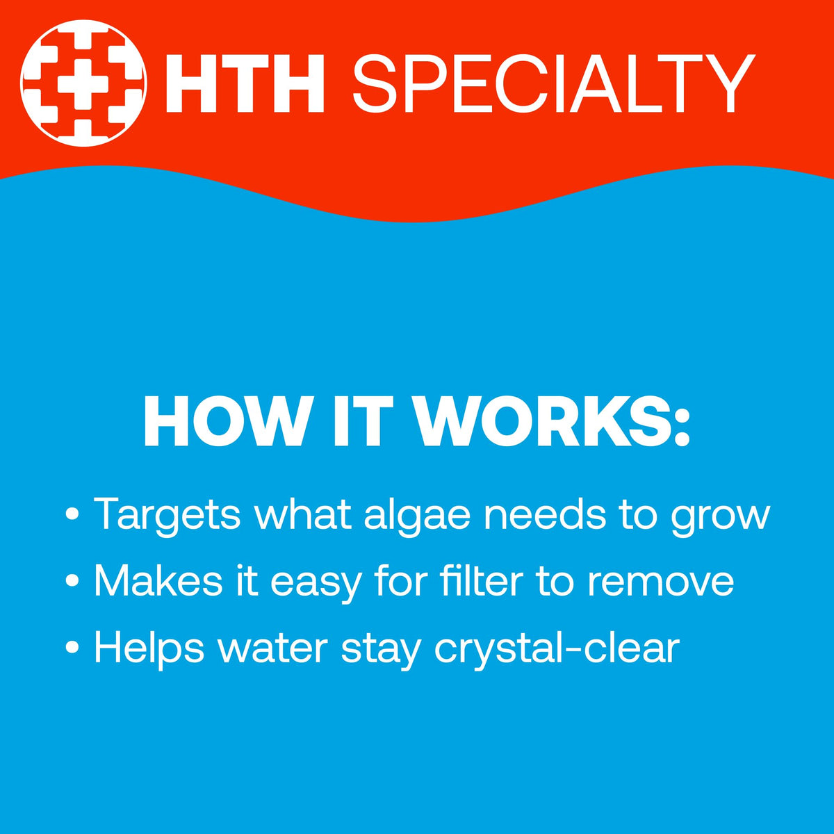 Crystal-clear pool water after treatment with HTH Phosphate Remover