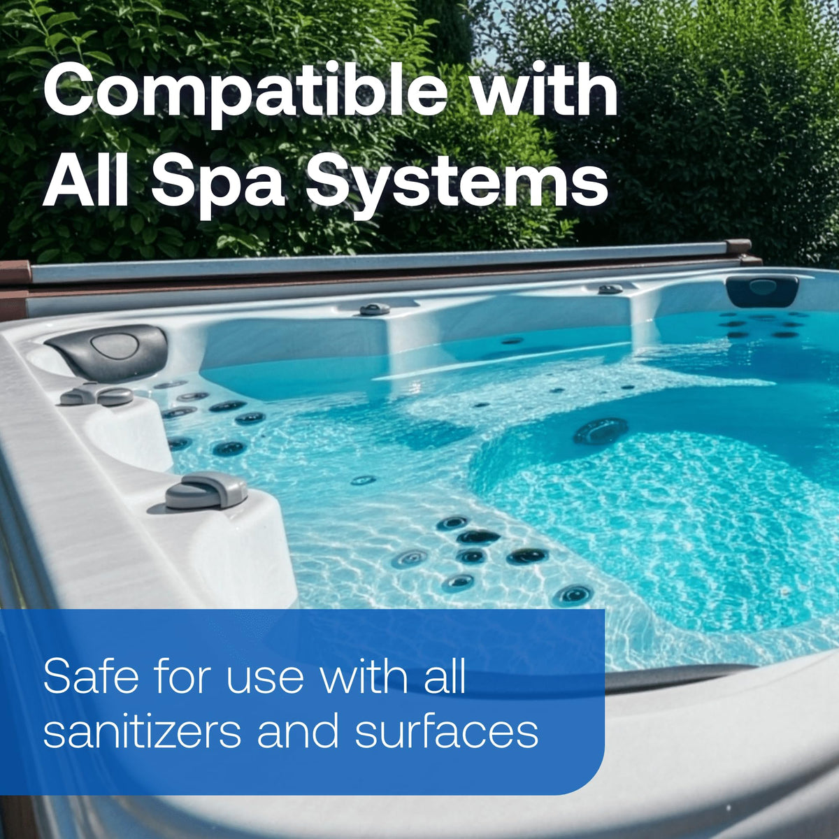 HTH Spa Enzyme Cleaner is chemical-compatible with spa products.