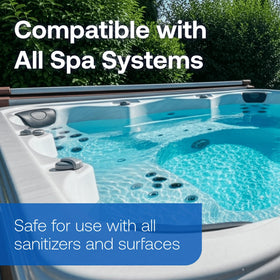 HTH Spa Enzyme Cleaner is chemical-compatible with spa products.