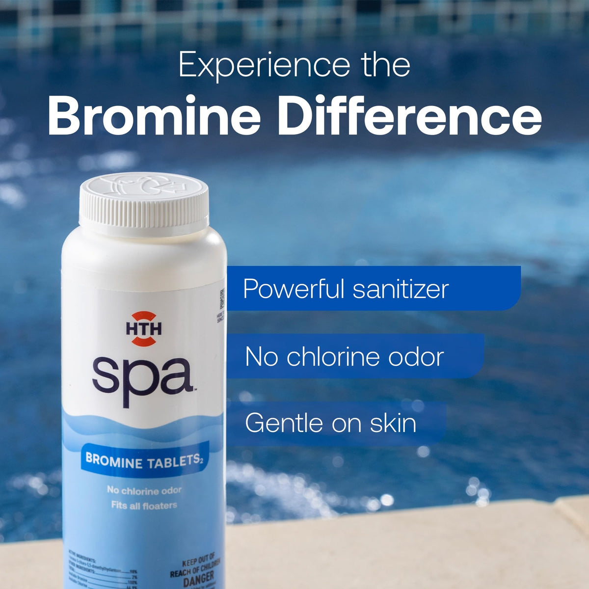 HTH Spa Bromine Tablets are gentle on skin for comfortable soaks