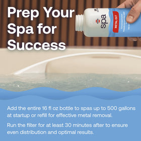 Clear spa water after treatment with HTH Spa Metal Out.