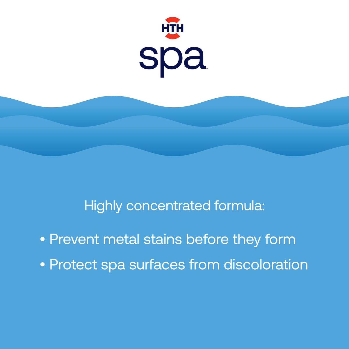 Spa scene with sparkling clear water after using HTH Spa Metal Out.