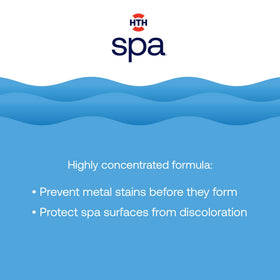 Spa scene with sparkling clear water after using HTH Spa Metal Out.
