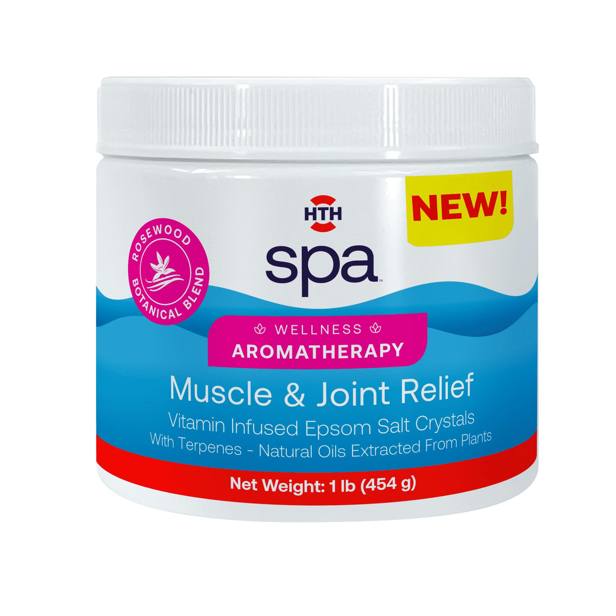 HTH Spa Wellness Aromatherapy Muscle & Joint Relief bottle pour for a calming soak