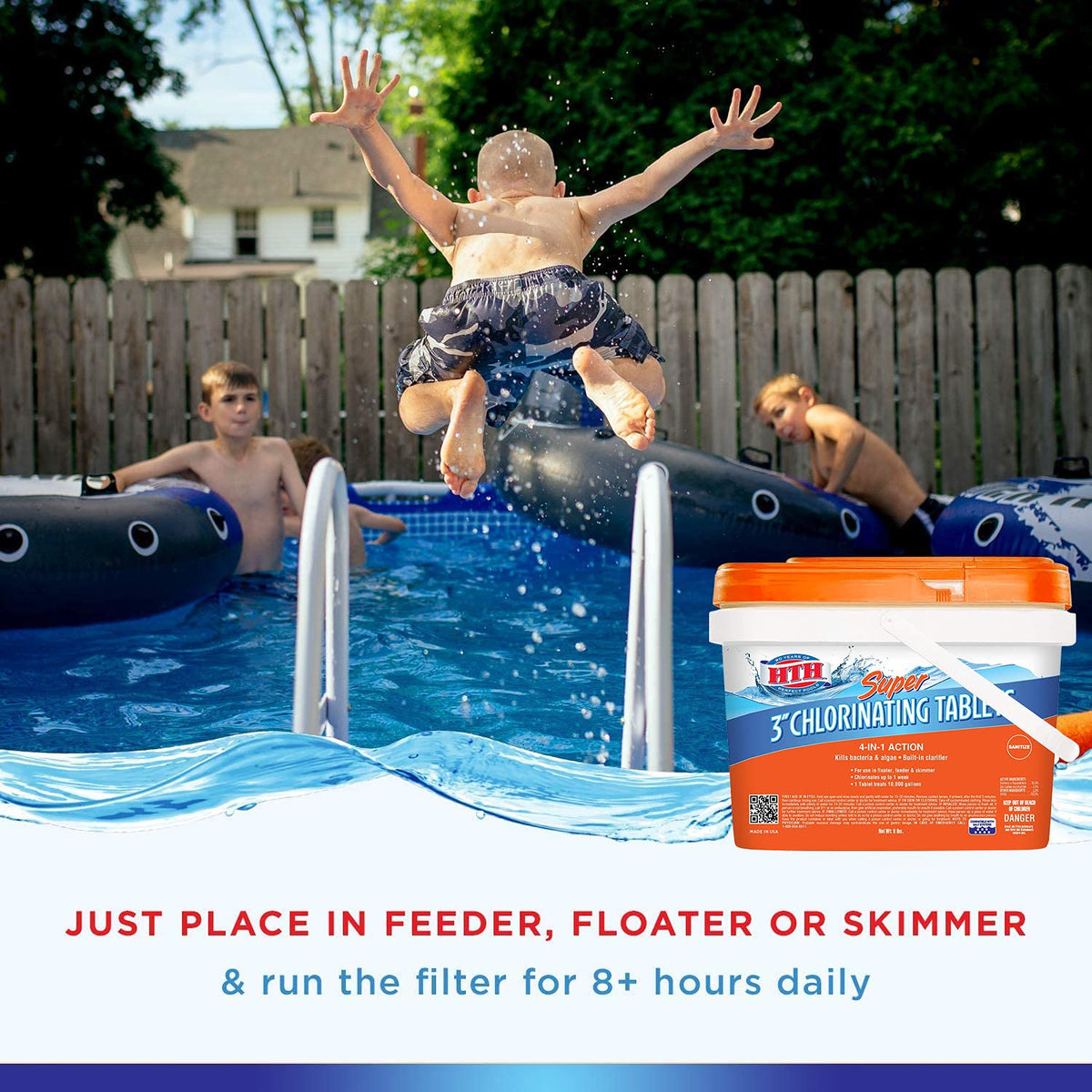 HTH 3-inch tablets compatible with vinyl-lined pools for versatile use