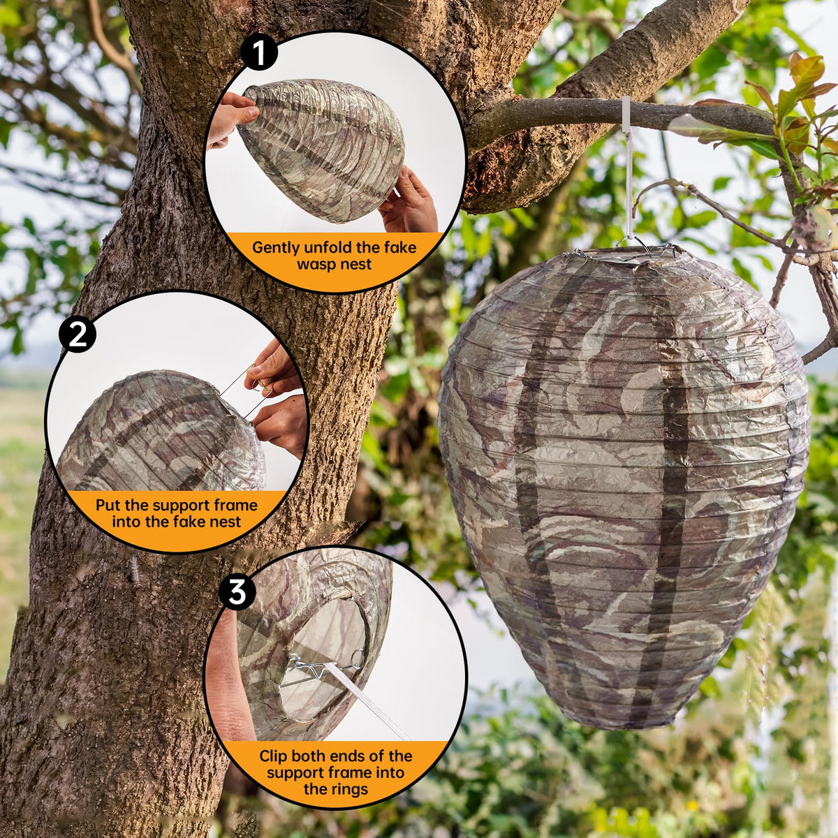 htiepf wasp nest hanging placement on eaves adds color and charm.