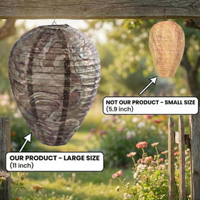 htiepf wasp nest size shown: 8.6in diameter, 11.8in height for visible accents.