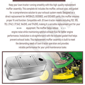 HTJYMY AM138423 muffler installed for quieter yard work.