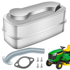 HTJYMY AM138423 muffler close-up highlighting durable construction for long-lasting performance.