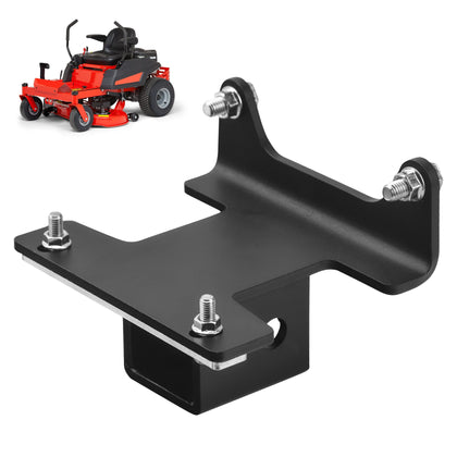 HTJYMY front hitch 2-inch bracket mounted on Bad Boy ZT Elite for towing readiness.