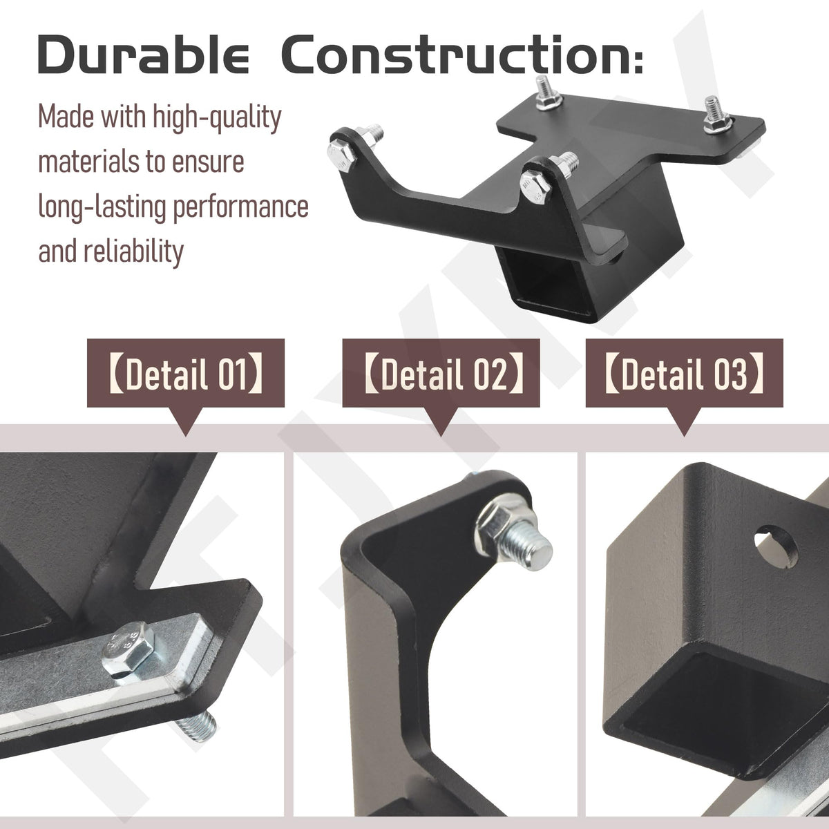 HTJYMY front hitch bracket shows durable construction for long-lasting use.