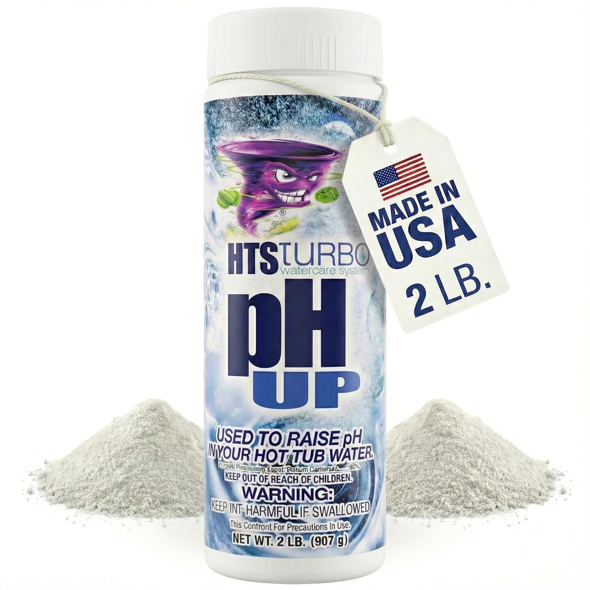 HTS Turbo pH Up bottle-front view for easy spa water balance.