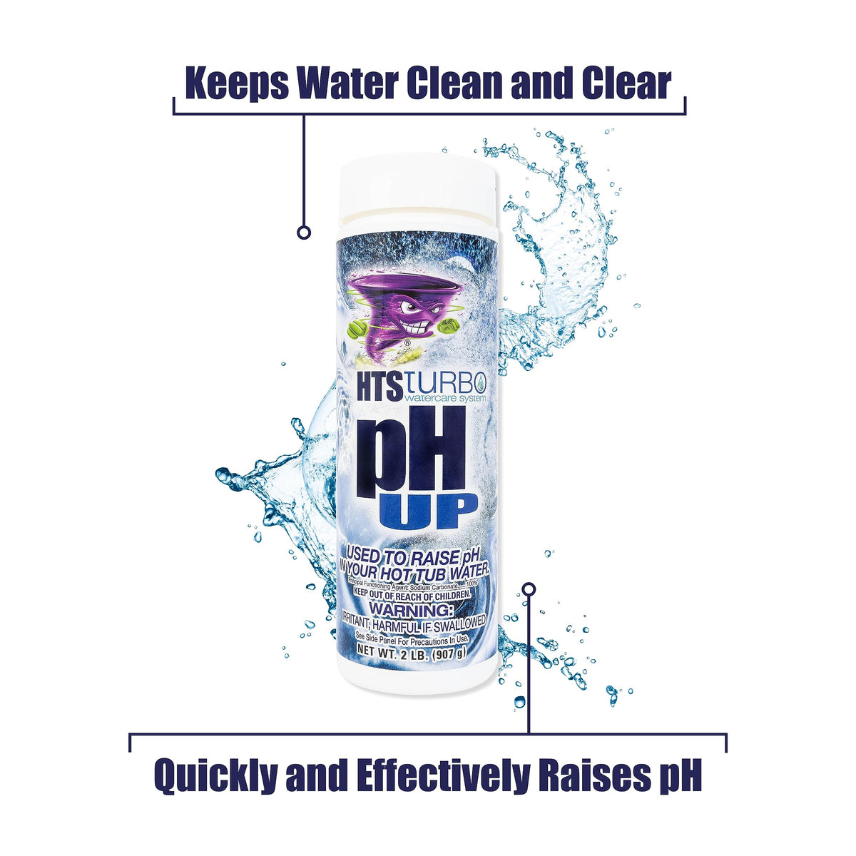 HTS Turbo pH Up label close-up highlighting the 2 lb spa formula.