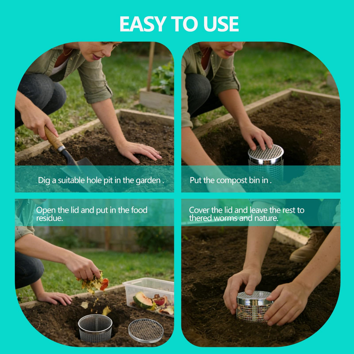 HTtoy easy-install buried bin for simple waste-to-soil conversion
