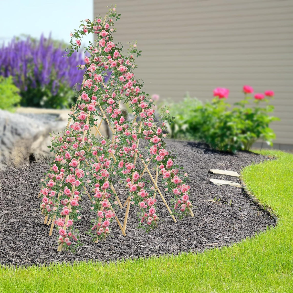 HTWNK outdoor trellis helps plants train along a vertical frame.