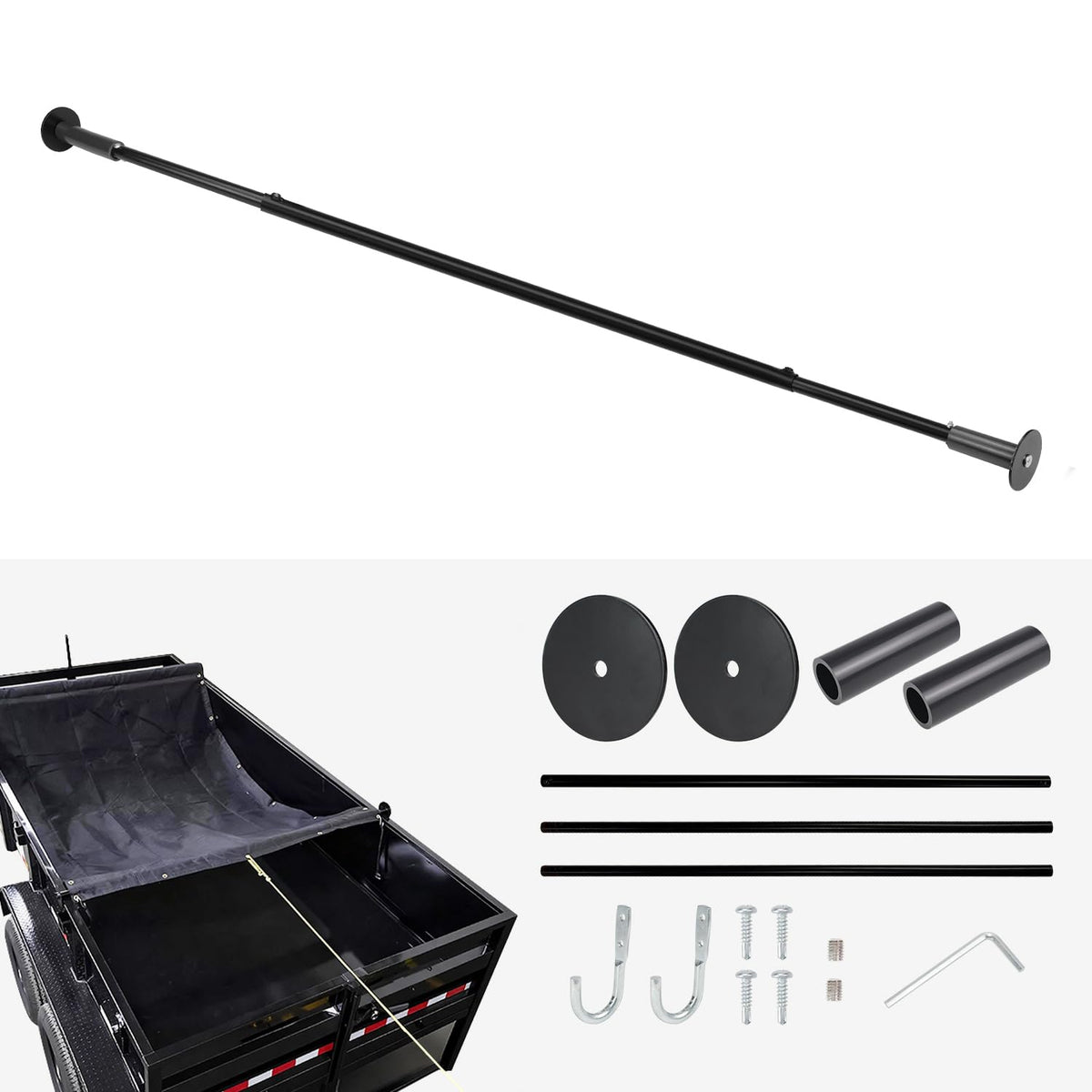 HUAALIUCHE heavy-duty dump trailer tarp bar set secures cargo in windy conditions