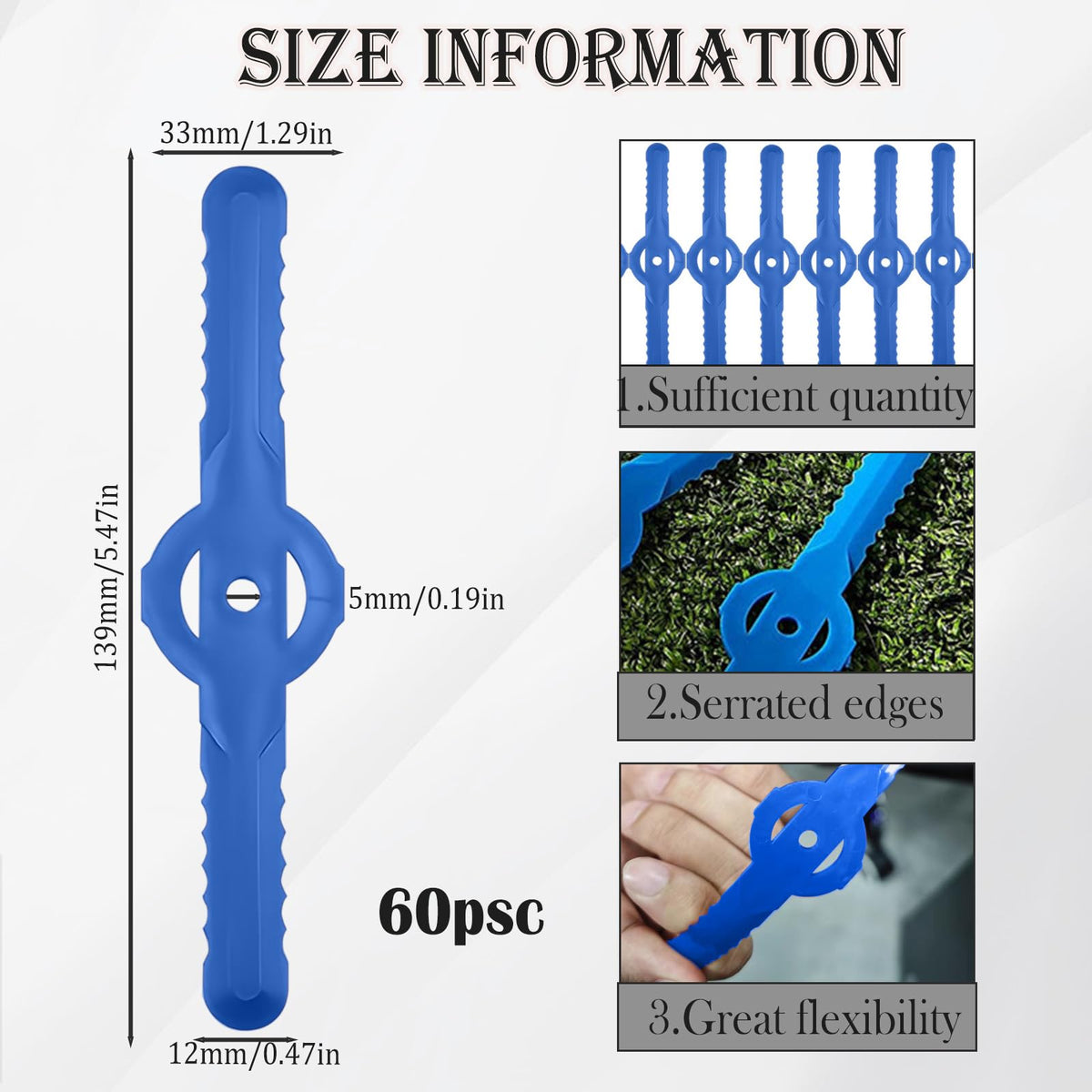 Huakaile jagged-edge blade boosts weed-cutting efficiency.